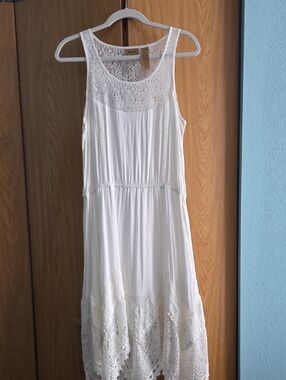 Wrangler White Crochet Cotton Tank Dress
